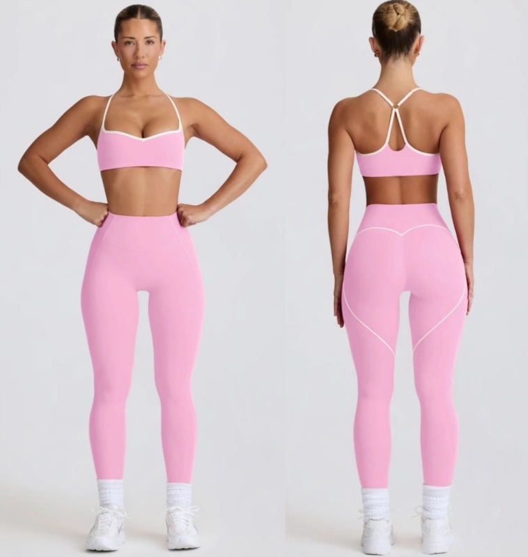 European and American cross-border nude yoga suit breathable shockproof sports top peach heart hip-lifting nine-point pants fitness training suit