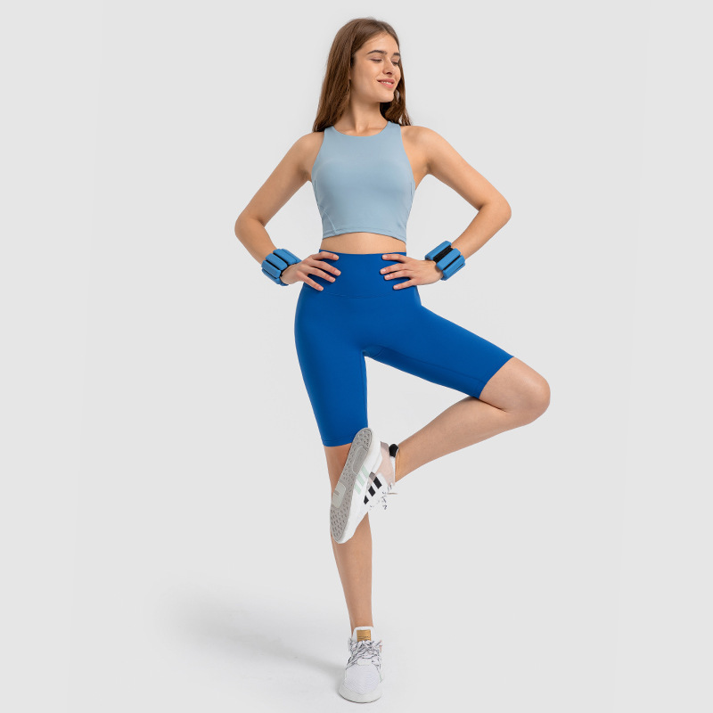 Super factory OEM ODM quality and quantity pull up round neck tie chest pad yoga vest nude feeling high elastic top