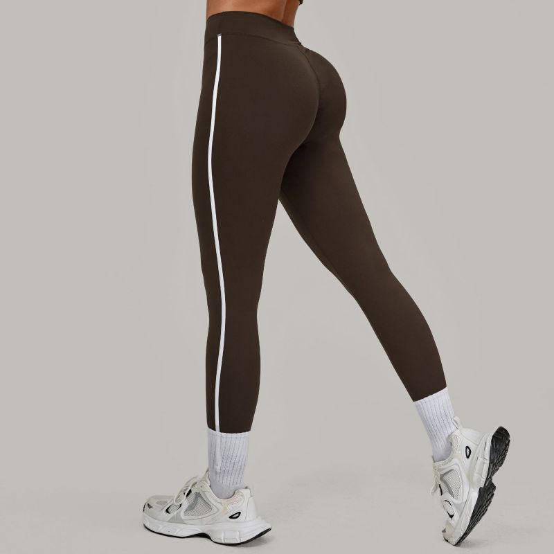 Contrast color stitching running quick-drying fitness pants breathable outer wear tight sports pants high waist hip yoga pants female 4601