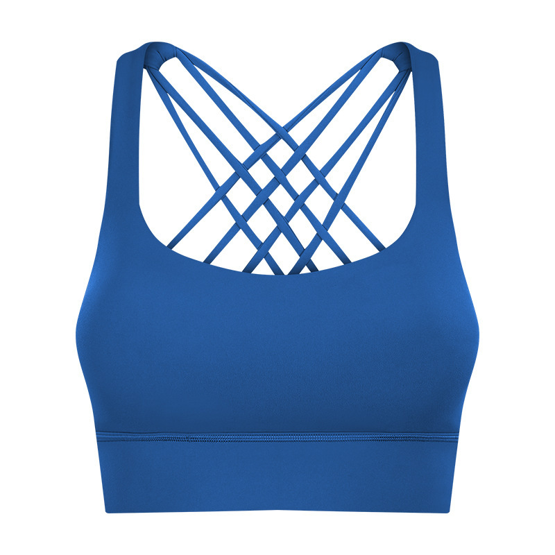 Cross-border new fitness sports bra women's high-intensity cross-beautiful back shockproof gathered sports bra S2010