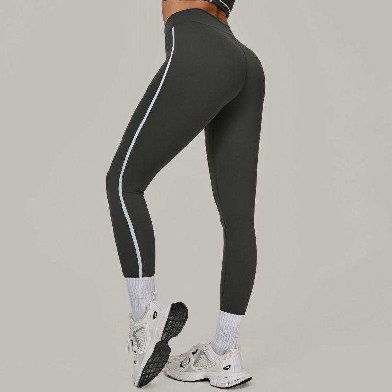 Contrast color stitching running quick-drying fitness pants breathable outer wear tight sports pants high waist hip yoga pants female 4601