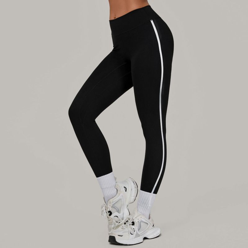 Contrast color stitching running quick-drying fitness pants breathable outer wear tight sports pants high waist hip yoga pants female 4601