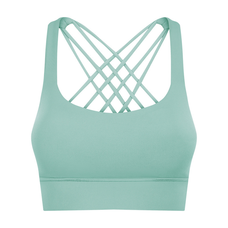 Cross-border new fitness sports bra women's high-intensity cross-beautiful back shockproof gathered sports bra S2010