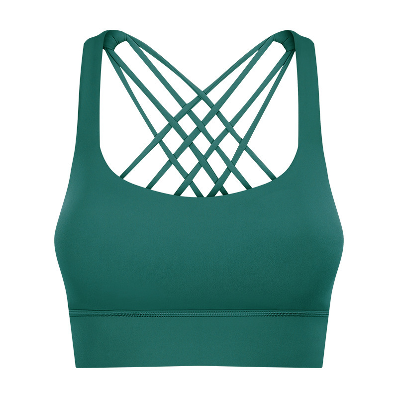 Cross-border new fitness sports bra women's high-intensity cross-beautiful back shockproof gathered sports bra S2010
