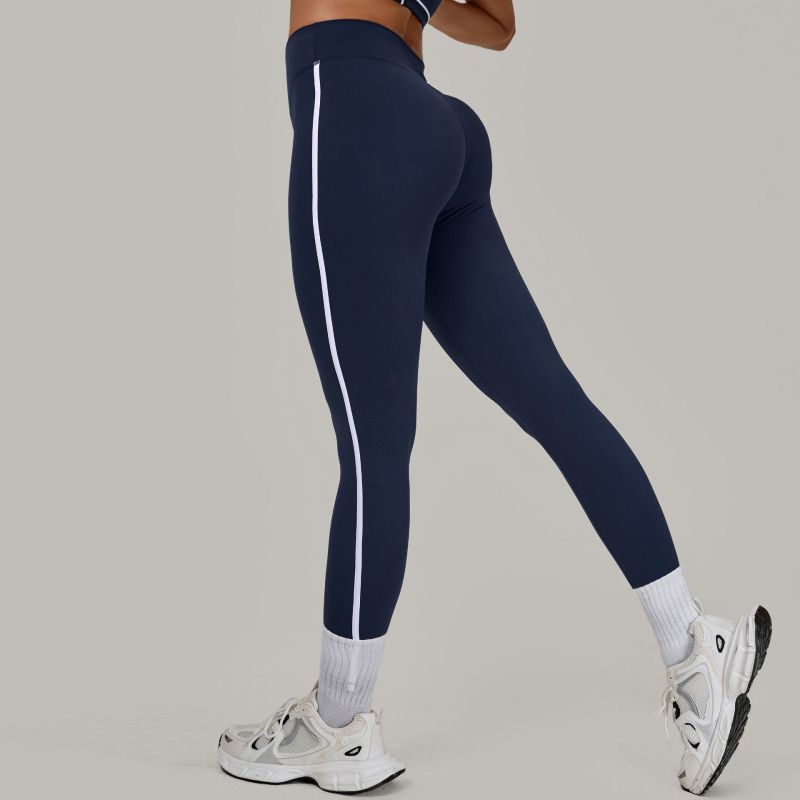 Contrast color stitching running quick-drying fitness pants breathable outer wear tight sports pants high waist hip yoga pants female 4601