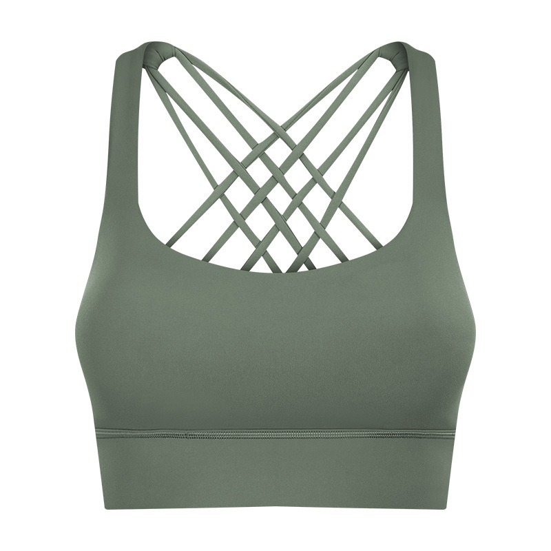 Cross-border new fitness sports bra women's high-intensity cross-beautiful back shockproof gathered sports bra S2010