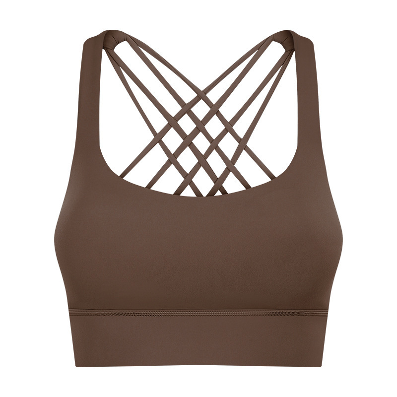 Cross-border new fitness sports bra women's high-intensity cross-beautiful back shockproof gathered sports bra S2010