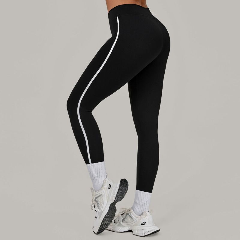 Contrast color stitching running quick-drying fitness pants breathable outer wear tight sports pants high waist hip yoga pants female 4601