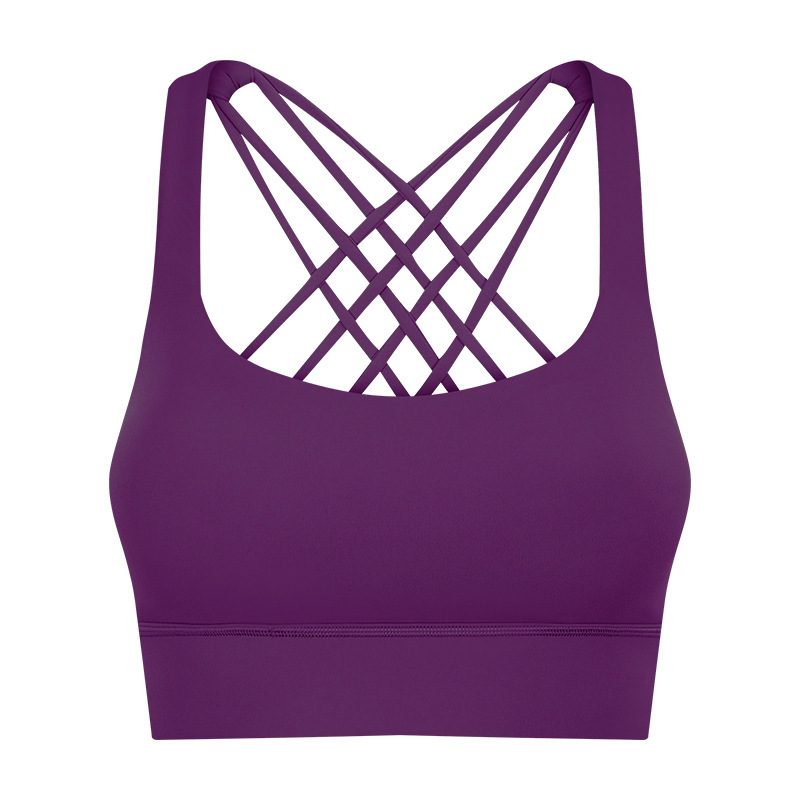 Cross-border new fitness sports bra women's high-intensity cross-beautiful back shockproof gathered sports bra S2010