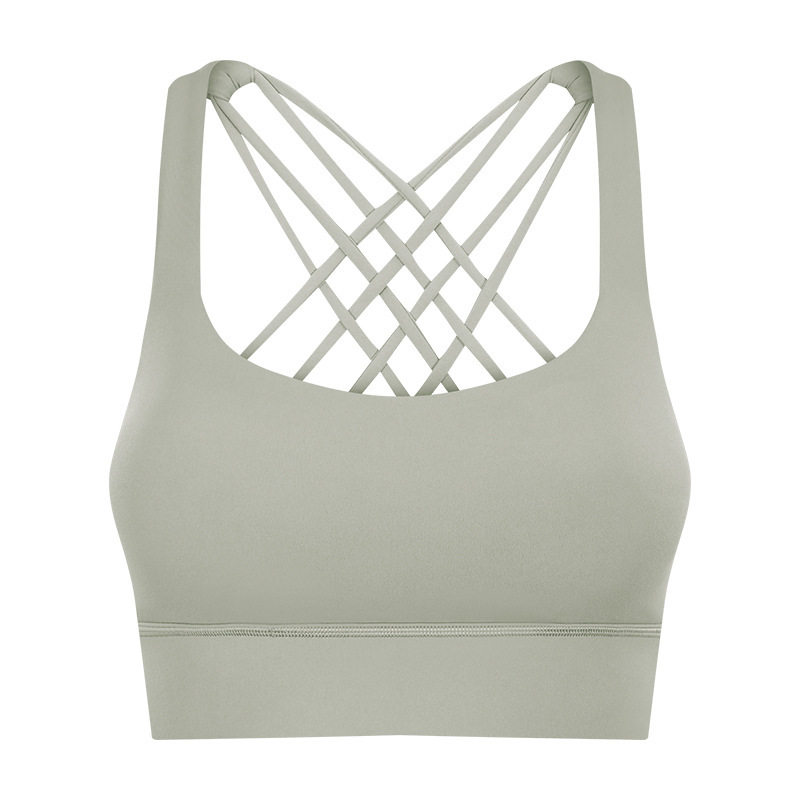 Cross-border new fitness sports bra women's high-intensity cross-beautiful back shockproof gathered sports bra S2010