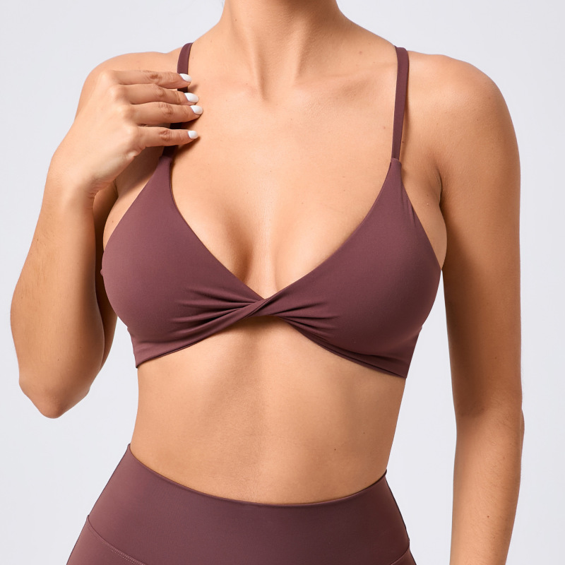 European and American nude adjustable shoulder strap yoga bra beautiful back sports underwear quick-drying running fitness clothes 61041
