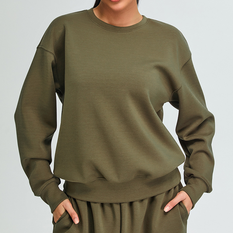 New autumn and winter sports tops for women, soft and waxy modal long-sleeved yoga clothes, outdoor loose casual sweatshirts, fitness clothes