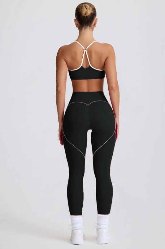 European and American cross-border nude yoga suit breathable shockproof sports top peach heart hip-lifting nine-point pants fitness training suit