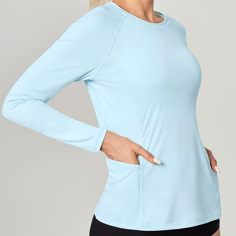 New women's yoga suit long sleeve UPF50+ sun protection sportswear UV protection outdoor running fitness loose T