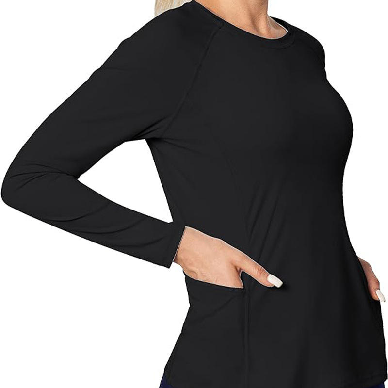 New women's yoga suit long sleeve UPF50+ sun protection sportswear UV protection outdoor running fitness loose T