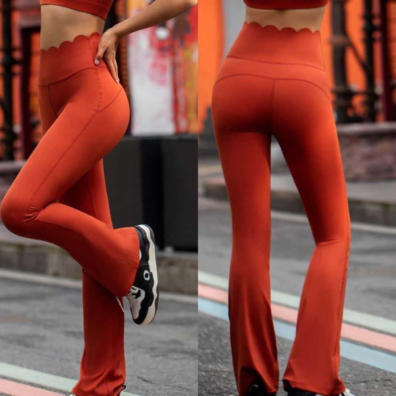 High-grade nude sports fitness pants high waist hip-lifting yoga pants for women cloud-feeling breathable and comfortable flared pants for women abdomen