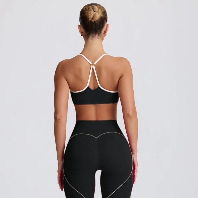 New European and American contrast color thin strap sports suit U-shaped beautiful back vest fitness yoga Pilates outer wear bra