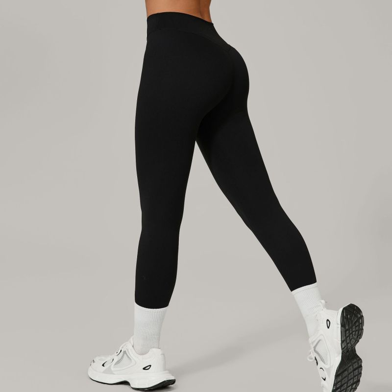 European and American wrinkled nude quick-drying fitness pants breathable outer wear tight sports pants high waist hip yoga pants 25400