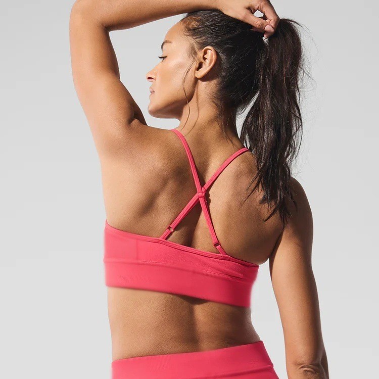 Spliced yoga bra free bra sexy cross back shockproof gathered sports underwear fitness running beautiful back