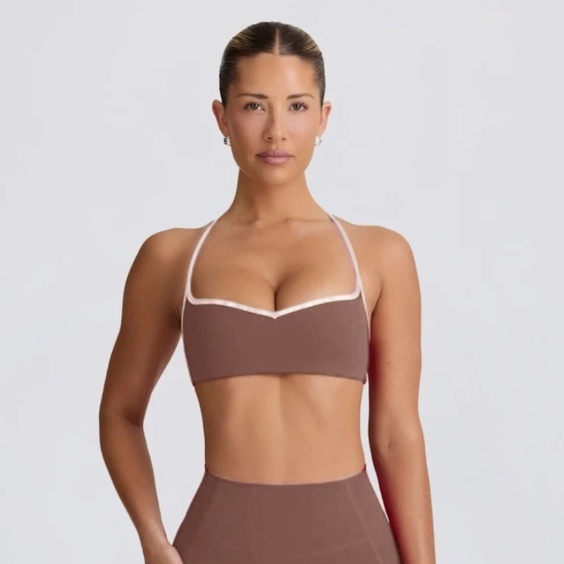 New European and American contrast color thin strap sports suit U-shaped beautiful back vest fitness yoga Pilates outer wear bra