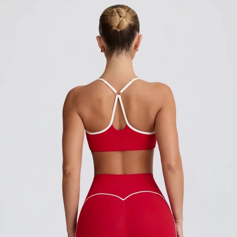 New European and American contrast color thin strap sports suit U-shaped beautiful back vest fitness yoga Pilates outer wear bra