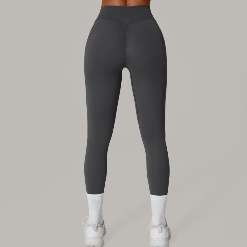 European and American wrinkled nude quick-drying fitness pants breathable outer wear tight sports pants high waist hip yoga pants 25400