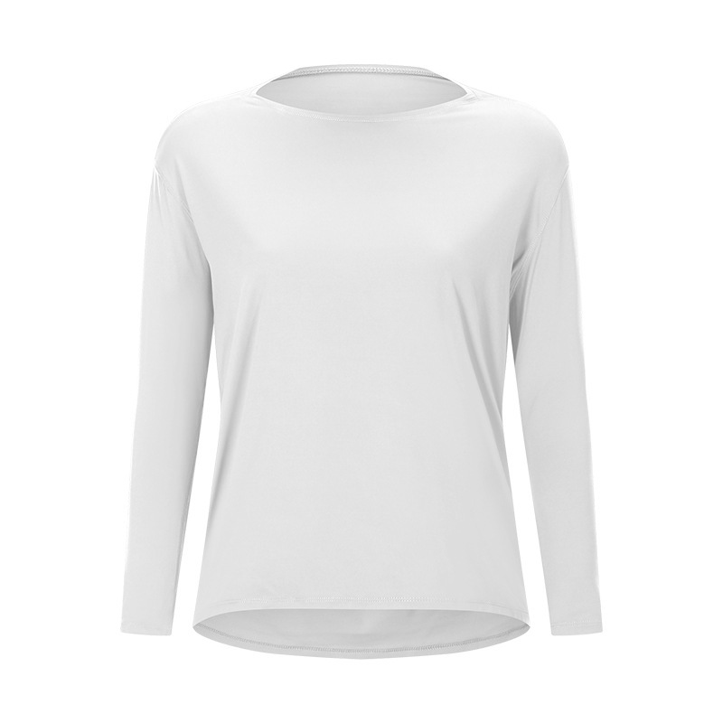 Cross-border new double-sided nude loose long-sleeved women's slim breathable simple training fitness yoga clothes DS010