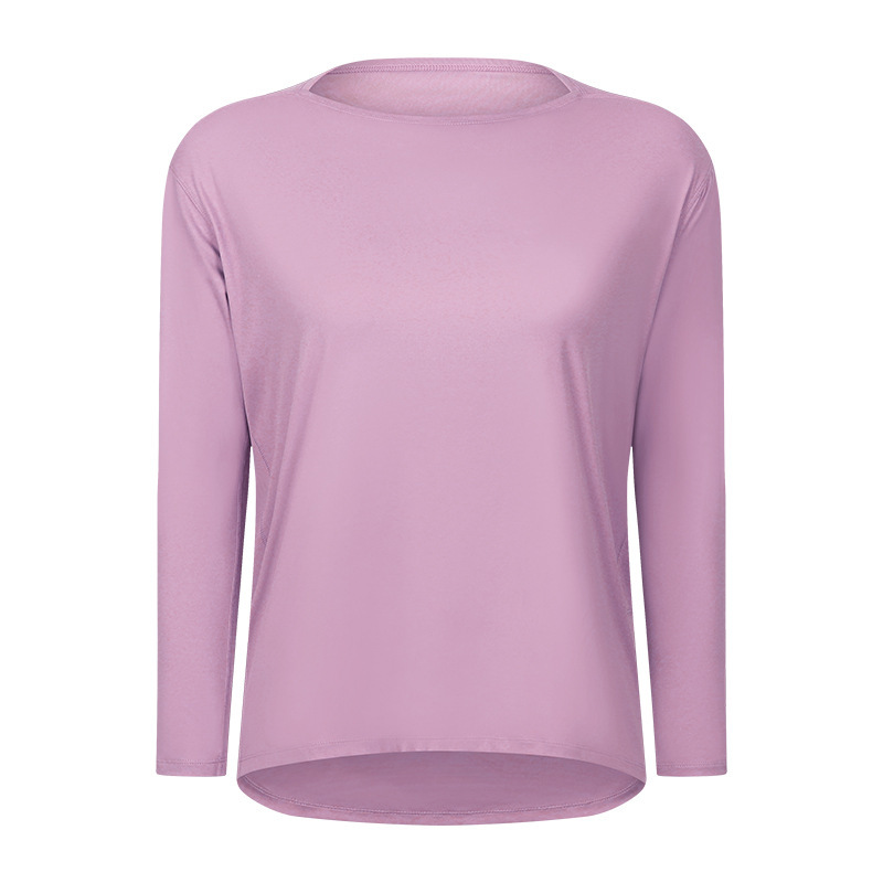 Cross-border new double-sided nude loose long-sleeved women's slim breathable simple training fitness yoga clothes DS010