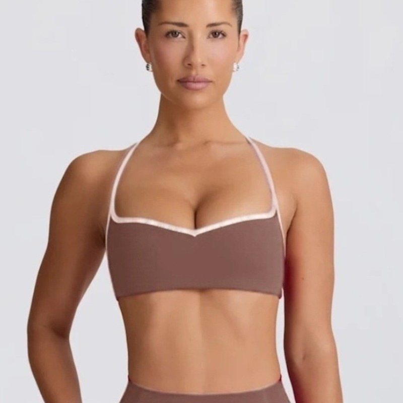 New European and American contrast color thin strap sports suit U-shaped beautiful back vest fitness yoga Pilates outer wear bra