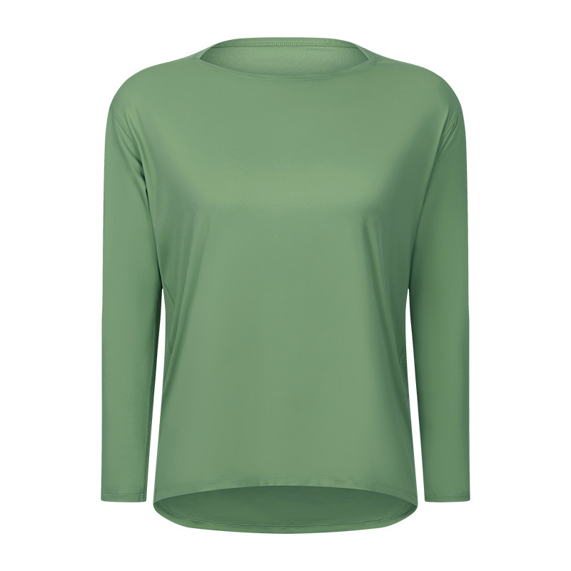 Cross-border new double-sided nude loose long-sleeved women's slim breathable simple training fitness yoga clothes DS010