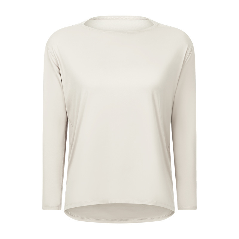 Cross-border new double-sided nude loose long-sleeved women's slim breathable simple training fitness yoga clothes DS010
