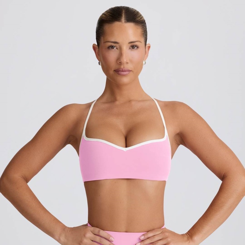 New European and American contrast color thin strap sports suit U-shaped beautiful back vest fitness yoga Pilates outer wear bra