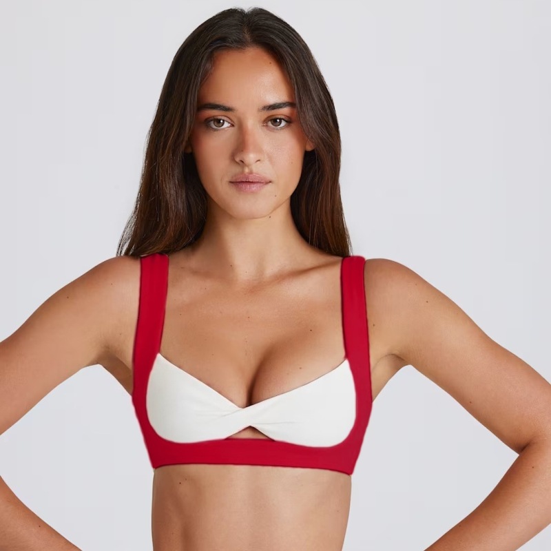 Contrast color butterfly twist bra gathered shockproof pullover yoga bra backless breathable sweat-wicking fitness tops for women