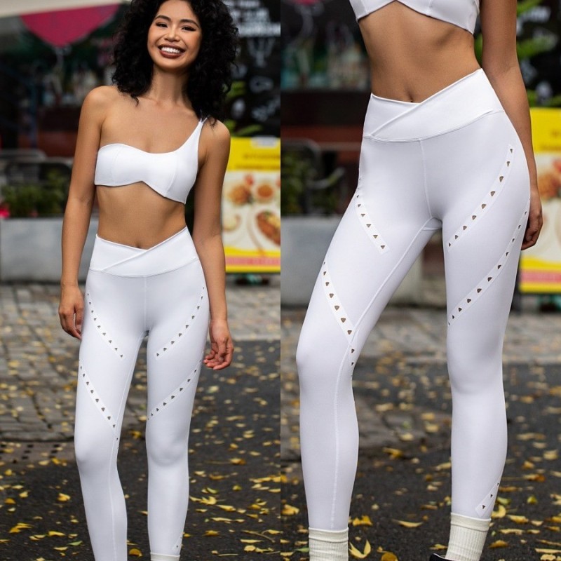 Slim Fit Yoga Pants Cross Waist Triangle Hole High Waist Pilates Training Breathable Quick Dry Fitness Nine-Point Pants Women