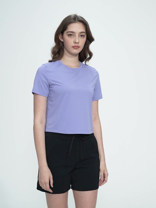 Summer round neck yoga clothes short loose quick-drying sports short-sleeved women's light breathable fitness T-shirt D25016