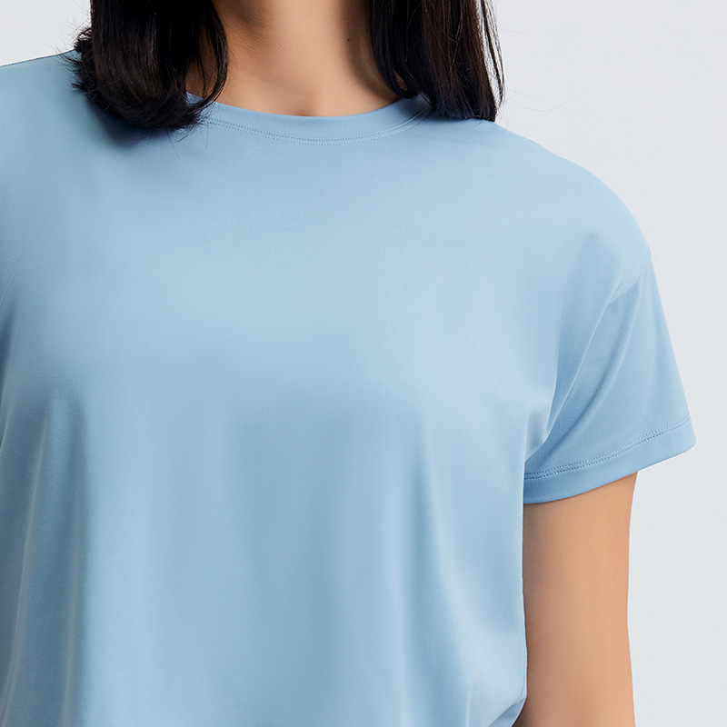 European and American new sexy navel-baring short yoga T-sleeve women's quick-drying loose breathable outdoor sports fitness clothes DS071