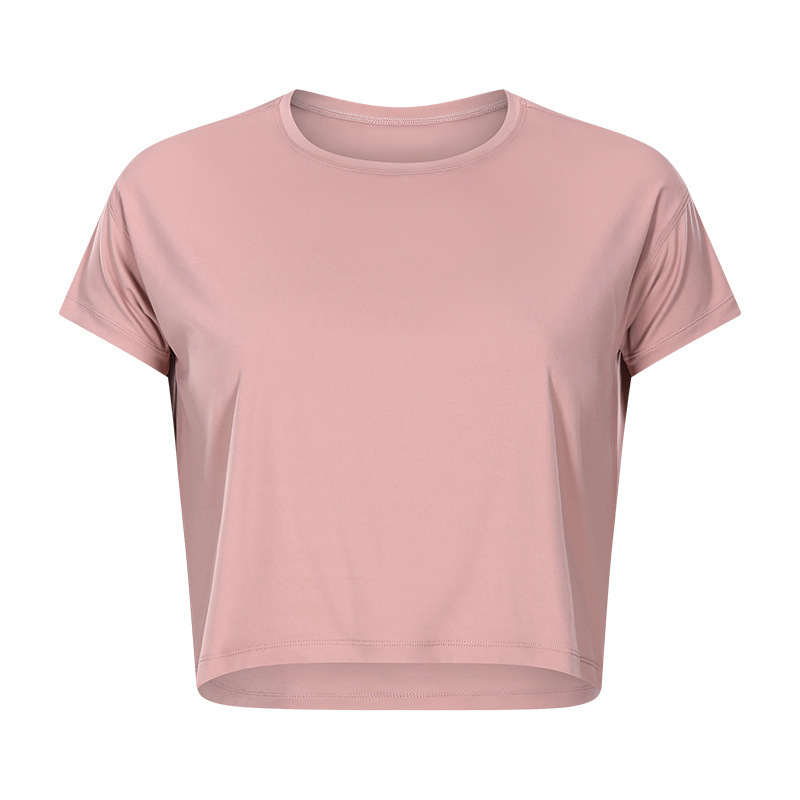European and American new sexy navel-baring short yoga T-sleeve women's quick-drying loose breathable outdoor sports fitness clothes DS071