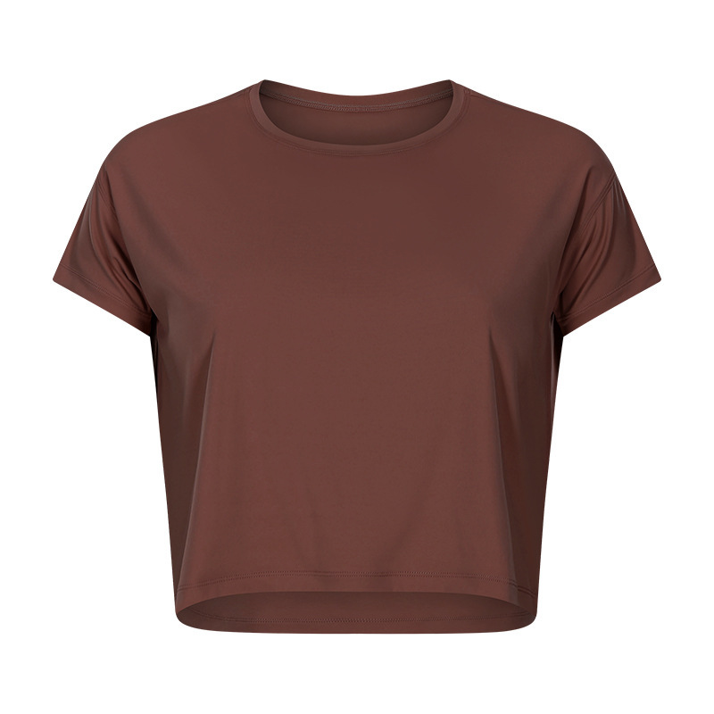 European and American new sexy navel-baring short yoga T-sleeve women's quick-drying loose breathable outdoor sports fitness clothes DS071
