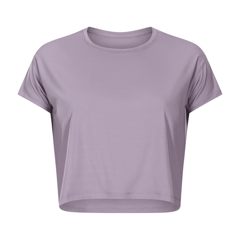 European and American new sexy navel-baring short yoga T-sleeve women's quick-drying loose breathable outdoor sports fitness clothes DS071