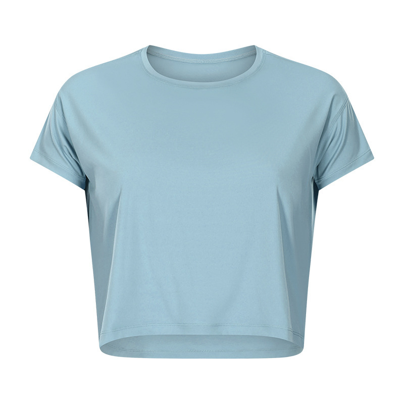 European and American new sexy navel-baring short yoga T-sleeve women's quick-drying loose breathable outdoor sports fitness clothes DS071