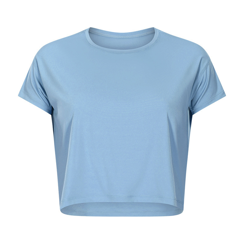 European and American new sexy navel-baring short yoga T-sleeve women's quick-drying loose breathable outdoor sports fitness clothes DS071