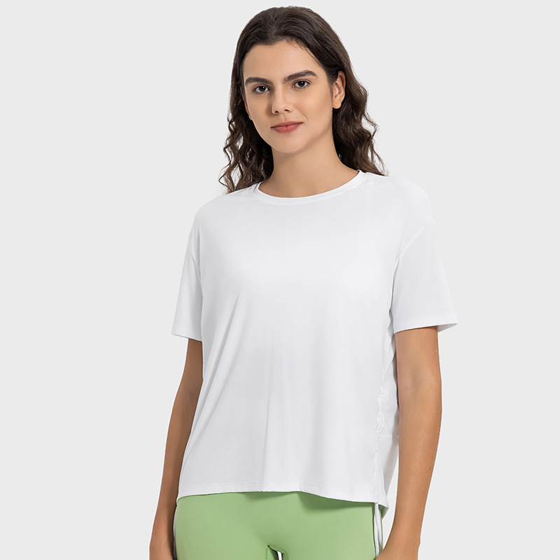 HF Millennium new cool breathable quick-drying drawstring pleated loose comfortable round neck outdoor sports short sleeve DSS121