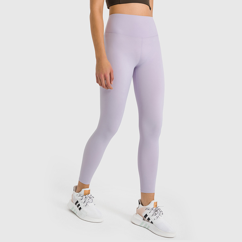 Diqian new tight simple cloud-feeling pants elastic high waist nine-point yoga peach hip fitness pants female DL186