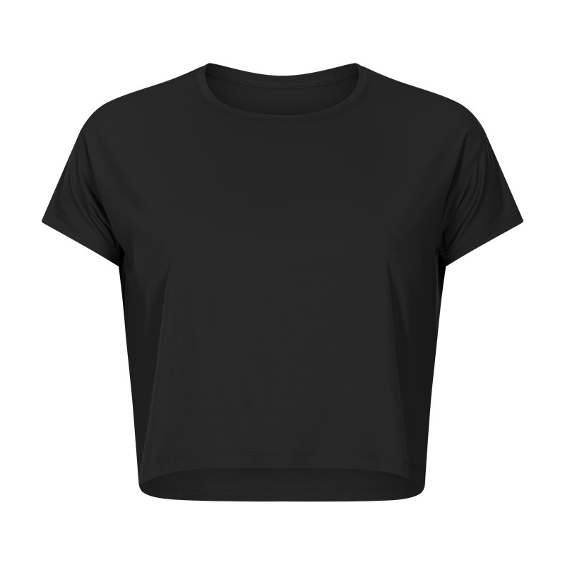 European and American new sexy navel-baring short yoga T-sleeve women's quick-drying loose breathable outdoor sports fitness clothes DS071