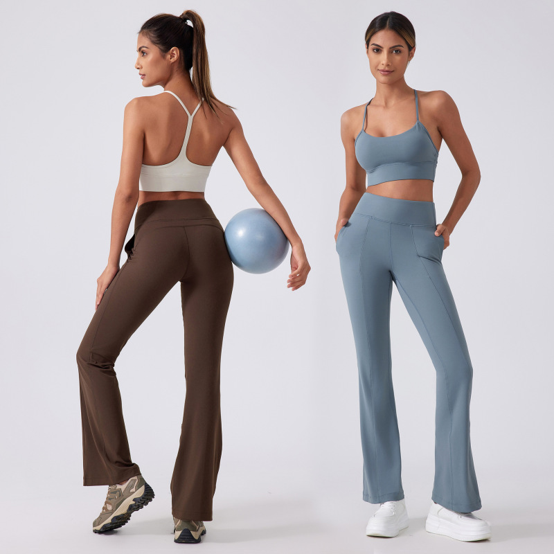 New Yoga Pants Women's High Waist Hip Lifting Casual Wide Leg Flared Pants Sports Fitness Yoga Clothes DAW185