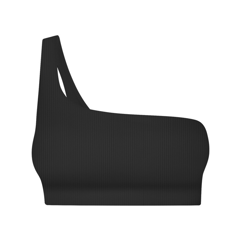 SPR drawstring ribbed fashion outer wear single shoulder strap sports bra hollow back fitness sports underwear DW369