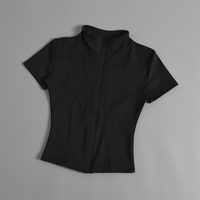 2024 Summer New Nude Short Sleeve T Zipper Fitness Clothes Women Cycling Clothes Outdoor Sports Yoga Training Tops