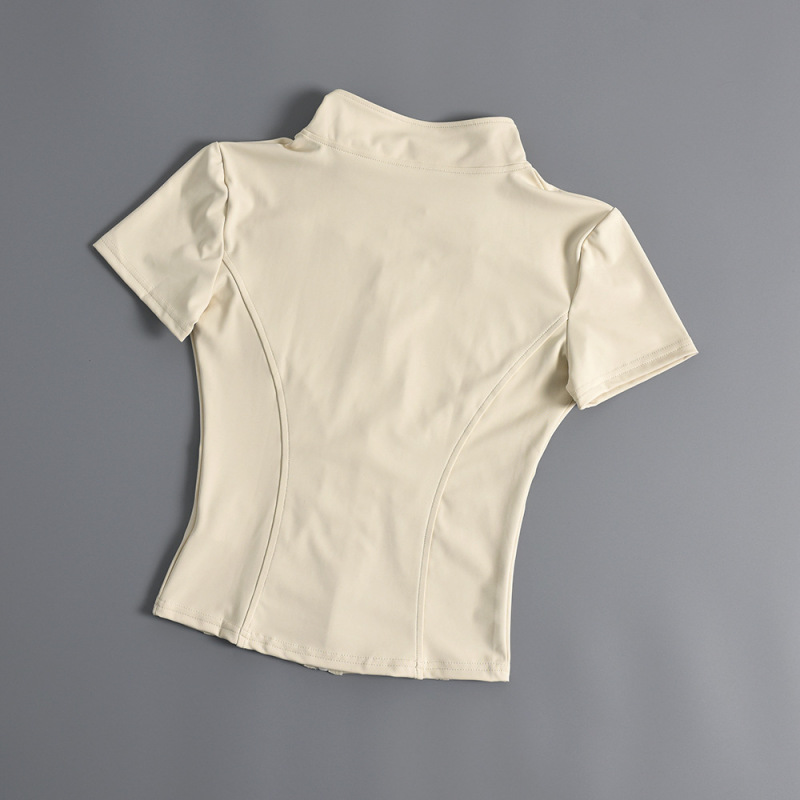 2024 Summer New Nude Short Sleeve T Zipper Fitness Clothes Women Cycling Clothes Outdoor Sports Yoga Training Tops