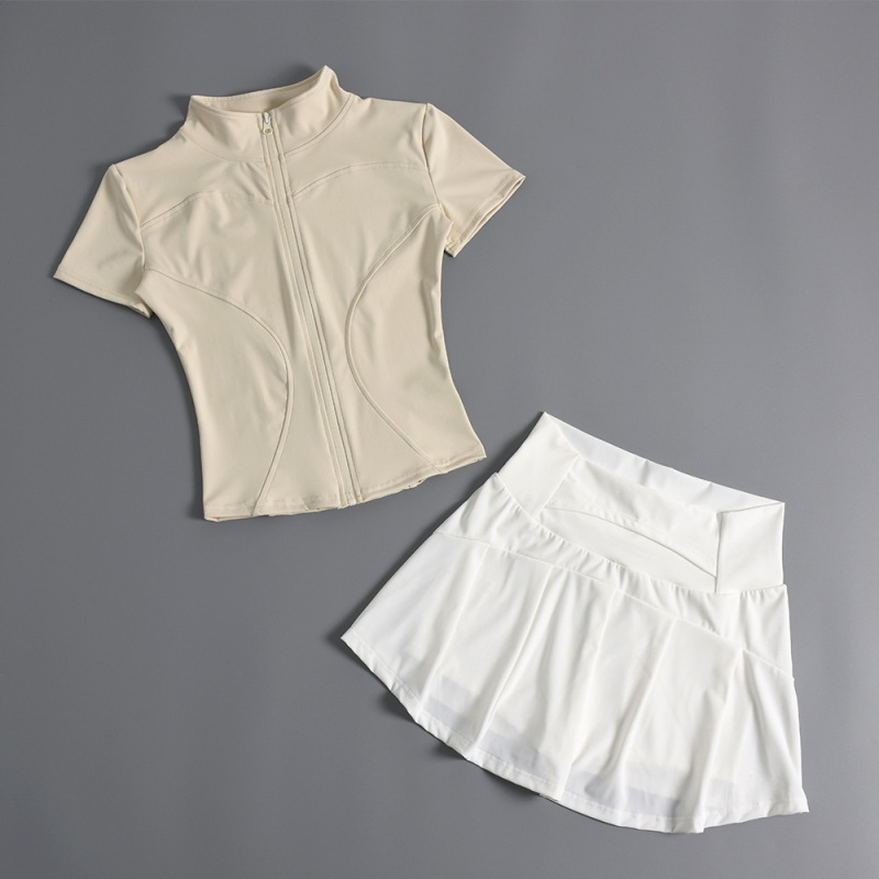 2024 Summer New Nude Short Sleeve T Zipper Fitness Clothes Women Cycling Clothes Outdoor Sports Yoga Training Tops