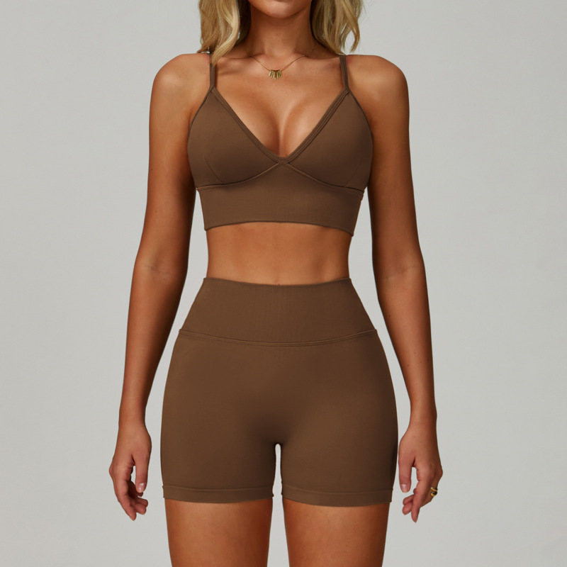Cross-border seamless tight yoga suit waist slimming quick-drying fitness clothes outdoor running sports three-piece suit 7790